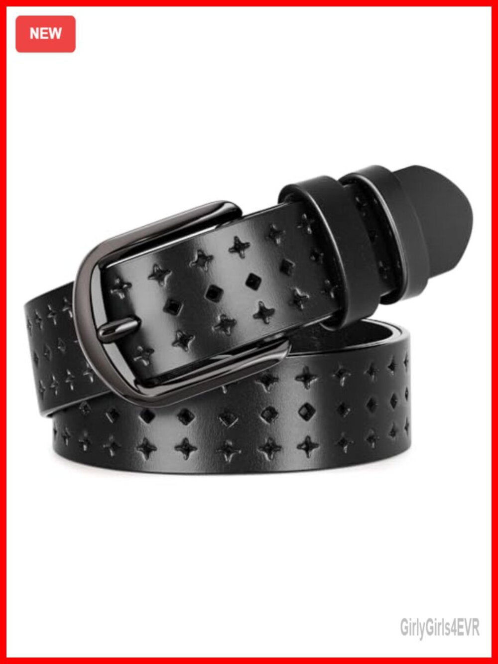 Genuine Leather Belt Women Hollow Pin Buckle Adjustable Waist